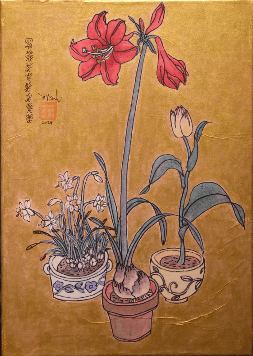 Still life with red lily